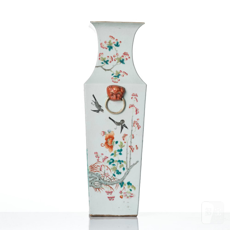 A large famille rose 'birds in a garden' vase, - 图3